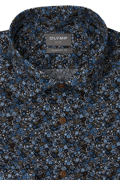 Produktbild fr 'OLYMP Luxor modern fit Hemd Langarm New Kent Kragen Blumenmuster blau'