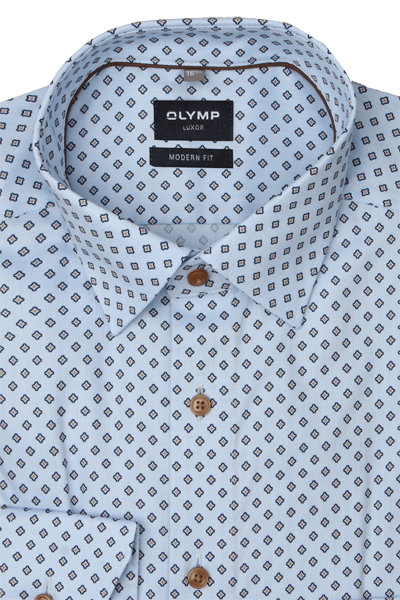 Produktbild fr 'OLYMP Luxor modern fit Hemd extra langer Arm New Kent Kragen Muster hellblau'