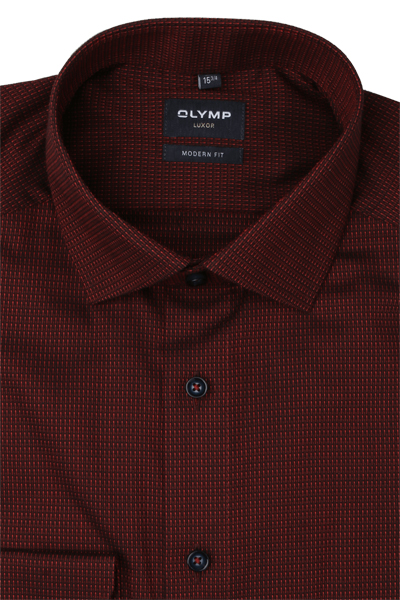 Produktbild fr 'OLYMP Luxor modern fit Hemd Langarm New Kent Kragen Struktur rot'