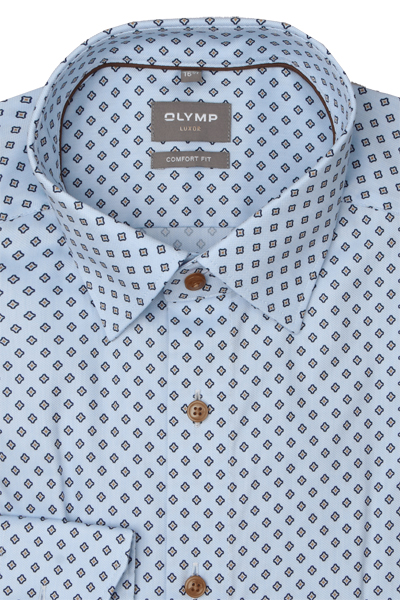 Produktbild fr 'OLYMP Luxor comfort fit Hemd Langarm New Kent Kragen Muster hellblau'