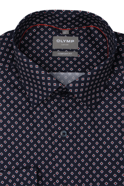 Produktbild fr 'OLYMP Luxor comfort fit Hemd Langarm New Kent Kragen Muster dunkelblau'