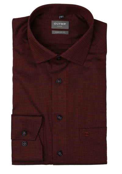 OLYMP Luxor comfort fit Hemd Langarm New Kent Kragen Struktur rot