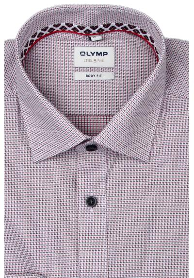 Produktbild fr 'OLYMP Level Five body fit Hemd Langarm New Kent Kragen Muster rot'