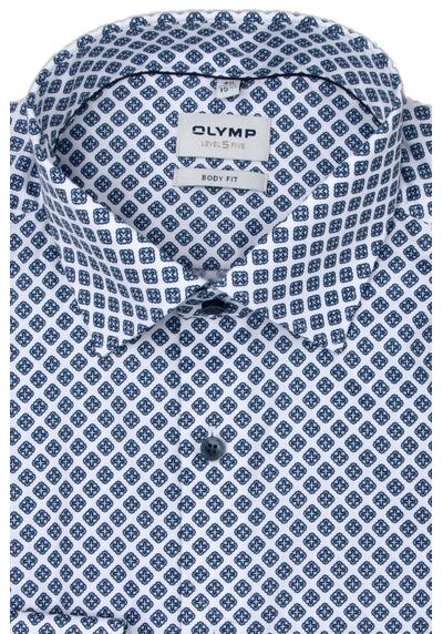 Produktbild fr 'OLYMP Level Five body fit Hemd Langarm New Kent Kragen Muster blau'