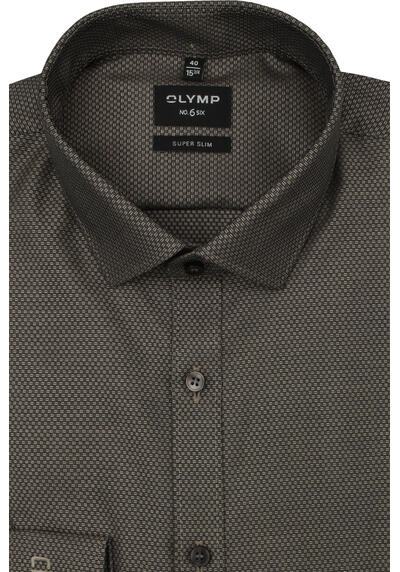 Produktbild fr 'OLYMP No. Six super slim Hemd Langarm New Kent Kragen Struktur oliv'