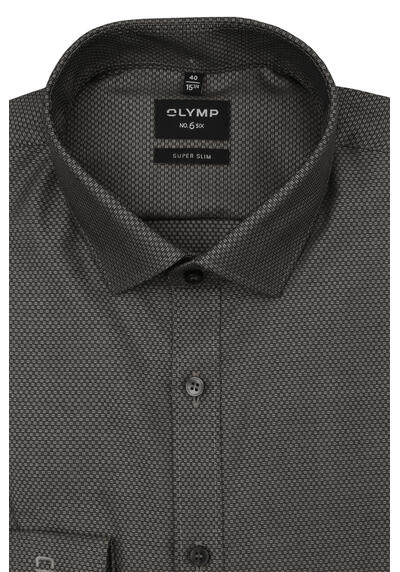 Produktbild fr 'OLYMP No. Six super slim Hemd Langarm New Kent Kragen Struktur grau'