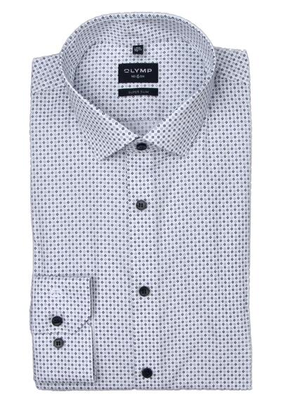 Produktbild fr 'OLYMP No. Six super slim Hemd Langarm New Kent Kragen Muster wei'