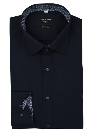 OLYMP No. Six super slim Hemd Langarm New Kent Kragen nachtblau