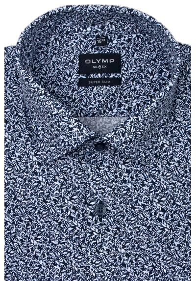 Produktbild fr 'OLYMP No. Six super slim Hemd Langarm New Kent Kragen Muster blau'