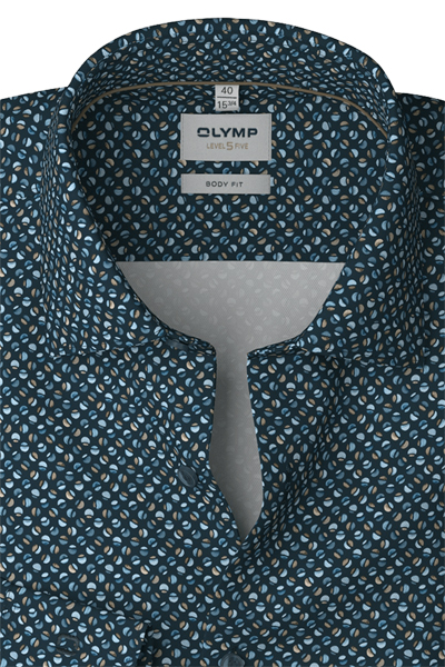 Produktbild f�r 'OLYMP Level Five body fit Langarm New Kent Kragen Muster dunkelblau'