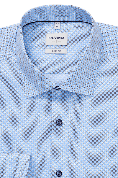 Produktbild f�r 'OLYMP Level Five body fit Hemd extra langer Arm Arm New Kent Kragen Muster blau'