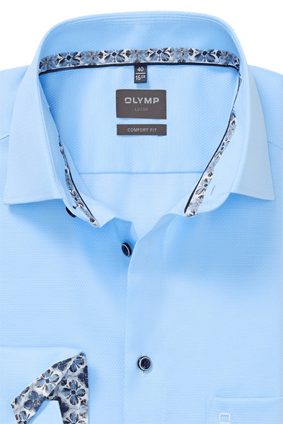 Produktbild f�r 'OLYMP Luxor comfort fit Hemd Langarm New Kent Kragen Struktur hellblau'