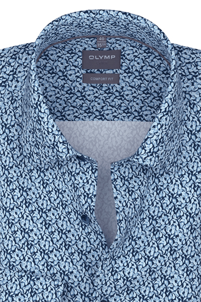 Produktbild f�r 'OLYMP Luxor comfort fit Hemd Langarm New Kent Kragen Muster blau'