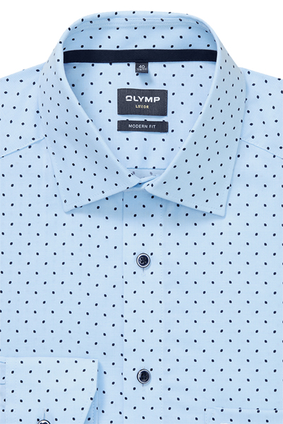 Produktbild f�r 'OLYMP Luxor modern fit Hemd Langarm New Kent Kragen Punkte blau'