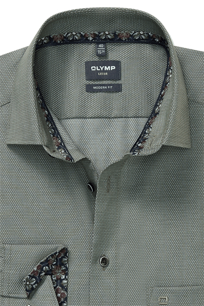 Produktbild f�r 'OLYMP Luxor modern fit Hemd Langarm New Kent Kragen Struktur oliv'
