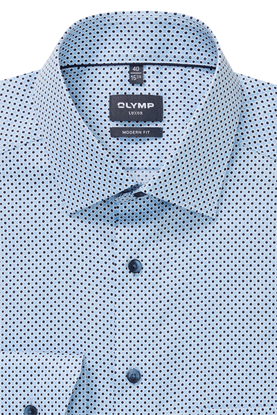 Produktbild f�r 'OLYMP Luxor modern fit Hemd Langarm New Kent Kragen Muster blau'