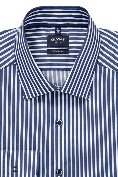 Produktbild f�r 'OLYMP Luxor modern fit Hemd Langarm New Kent Kragen Twill Streifen blau'