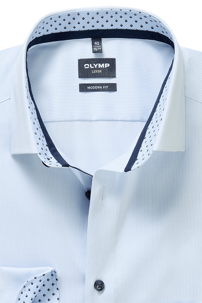 Produktbild f�r 'OLYMP Luxor modern fit Hemd Langarm New Kent Kragen Streifen hellblau'