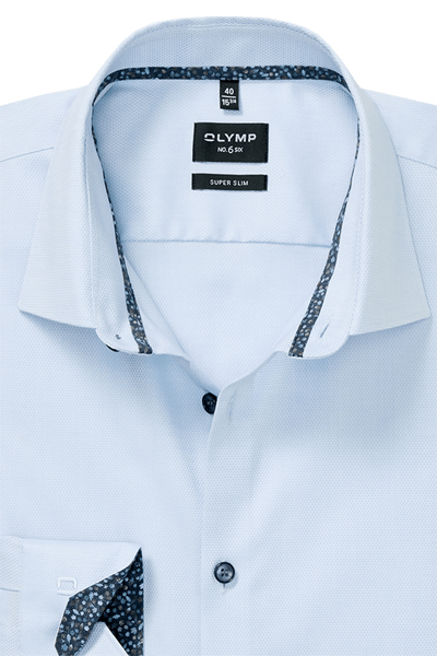 Produktbild f�r 'OLYMP No. Six super slim Hemd Langarm New Kent Kragen Muster hellblau'