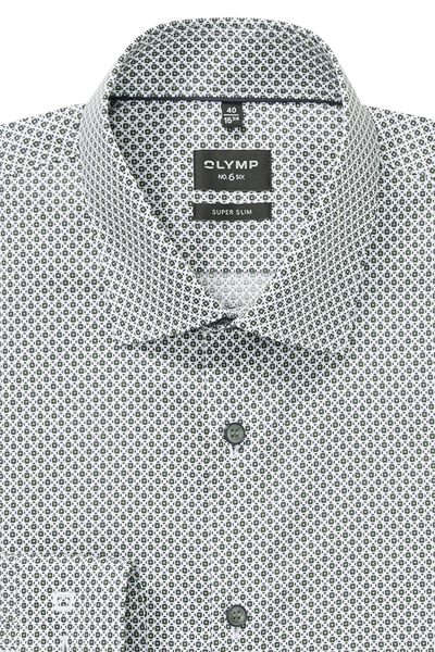 Produktbild f�r 'OLYMP No. Six super slim Hemd Langarm New Kent Kragen Muster gr�n'