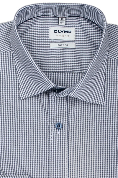 OLYMP Level Five body fit Hemd extra langer Arm Under Button Down Karo navy
