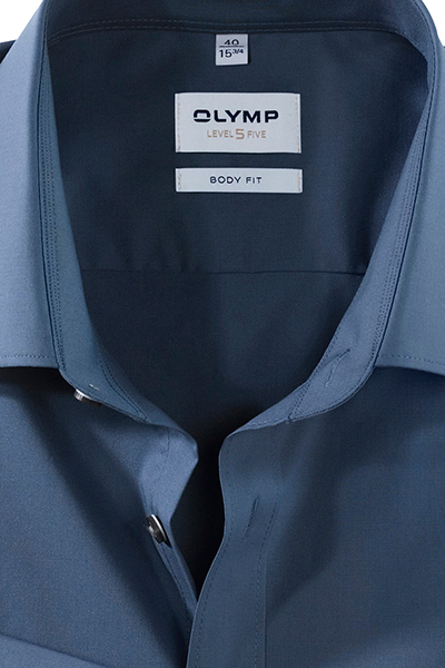 OLYMP Level Five body fit Hemd Langarm New Kent Stretch rauchblau