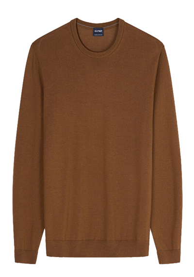 Produktbild f�r 'OLYMP Casual Stick Pullover Rundhals extrafeine Merinowolle braun'