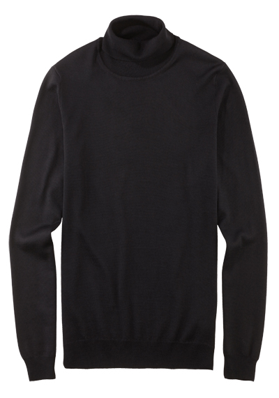 OLYMP Casual Strick Pullover Rollkragen extrafeine Merinowolle schwarz