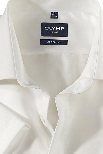OLYMP Luxor modern fit Hemd Halbarm mit New Kent Kragen Popeline beige