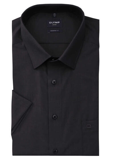 OLYMP Luxor modern fit Hemd Halbarm New Kent Kragen Chambray anthrazit preisreduziert