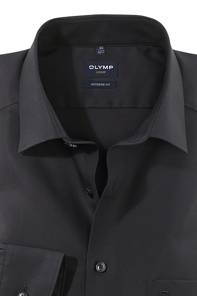 OLYMP Luxor modern fit Hemd extra langer Arm Popeline schwarz