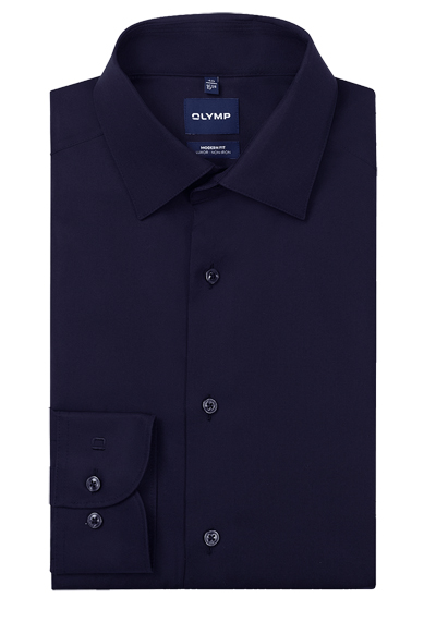 Produktbild f�r 'OLYMP Luxor modern fit Hemd Long Kent Kragen Langarm Popeline nachtblau'