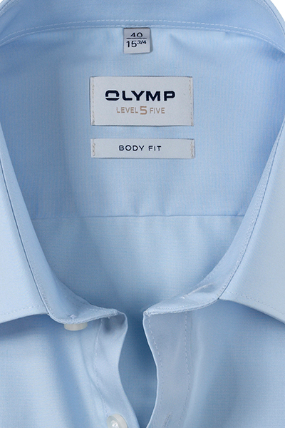 OLYMP Level Five body fit Hemd Halbarm Popeline Stretch eisblau