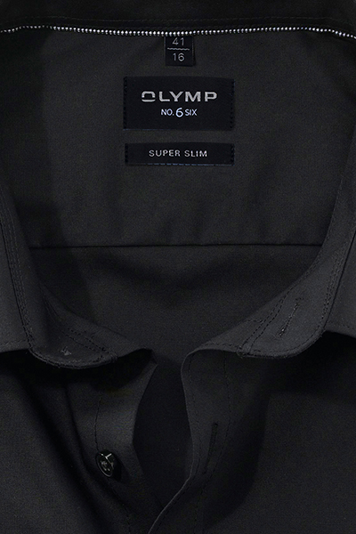 OLYMP No. Six super slim Hemd Stretch Langarm Uni schwarz
