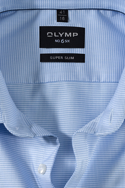 OLYMP No. Six super slim Hemd Langarm Muster hellblau