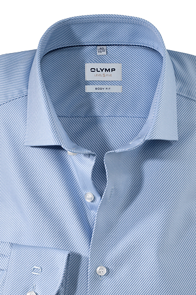 OLYMP Level Five body fit Hemd extra langer Arm Streifen hellblau