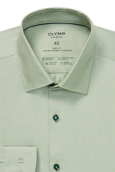Produktbild f�r 'OLYMP Level Five body fit Hemd 24 / Seven extra langer Arm Jersey Stretch mint'