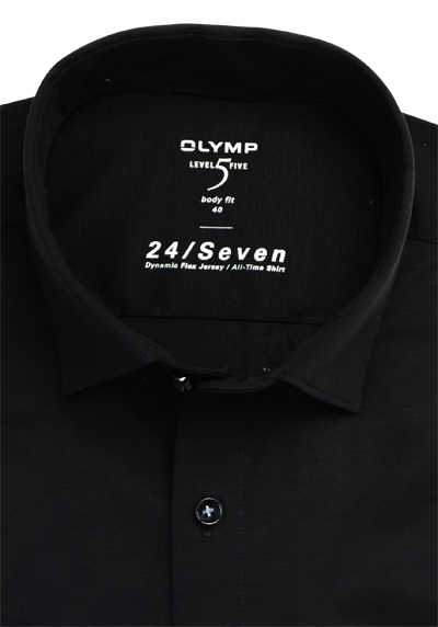 OLYMP Level Five 24/Seven body fit Hemd Langarm Jersey Stretch schwarz