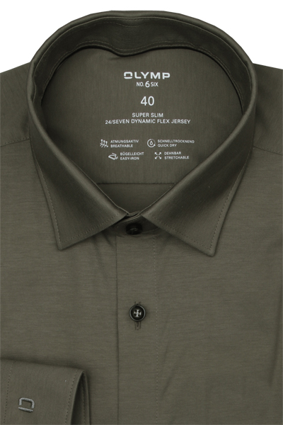Produktbild fr 'OLYMP No. Six 24/Seven super slim Hemd extra langer Arm Jersey moos'