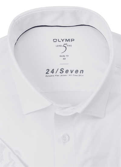 OLYMP Level Five 24/Seven body fit Hemd Halbarm Jersey Stretch wei