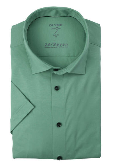 OLYMP Level Five body fit Hemd 24 / Seven Halbarm Jersey Stretch grn preisreduziert