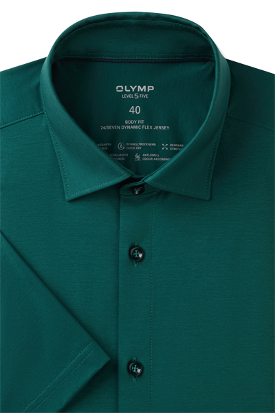 Produktbild fr 'OLYMP Level Five 24/Seven body fit Hemd Halbarm Jersey Stretch petrol'