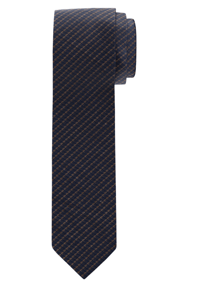 OLYMP Krawatte slim 6,5 cm breit aus reiner Seide Fleckabweisend Muster braun