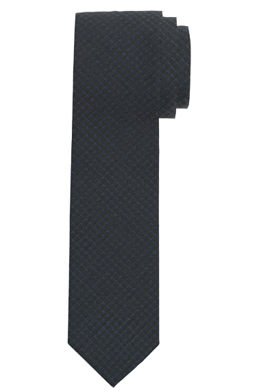 OLYMP Krawatte slim 6,5 cm breit aus reiner Seide Fleckabweisend Muster dunkelblau