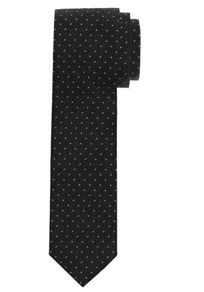 OLYMP Krawatte slim 6,5 cm breit aus reiner Seide Fleckabweisend Punkte schwarz