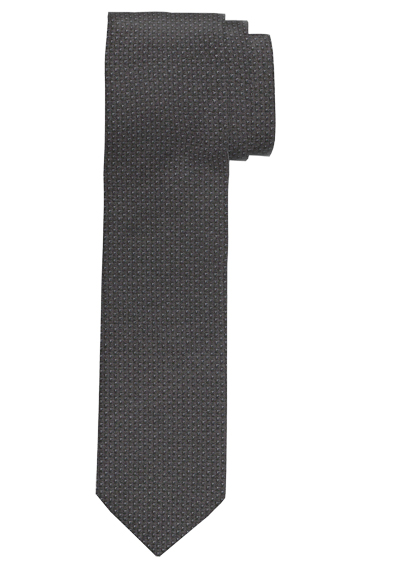 OLYMP Krawatte super slim 5 cm breit aus reiner Seide Fleckabweisend Muster schwarz