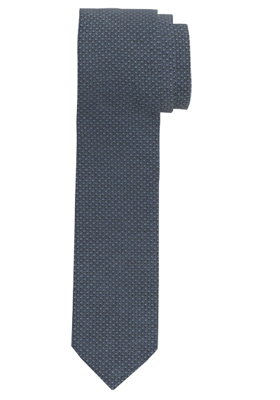 OLYMP Krawatte super slim 5 cm breit aus reiner Seide Fleckabweisend Muster dunkelblau