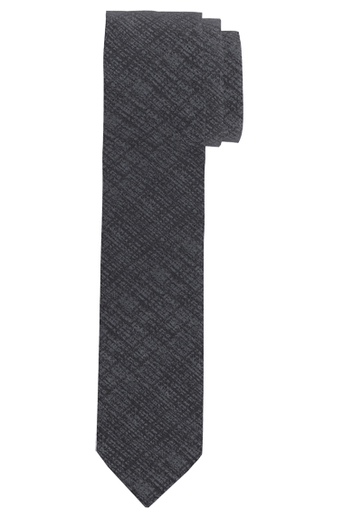 OLYMP Krawatte super slim 5 cm breit aus reiner Seide Fleckabweisend Muster schwarz
