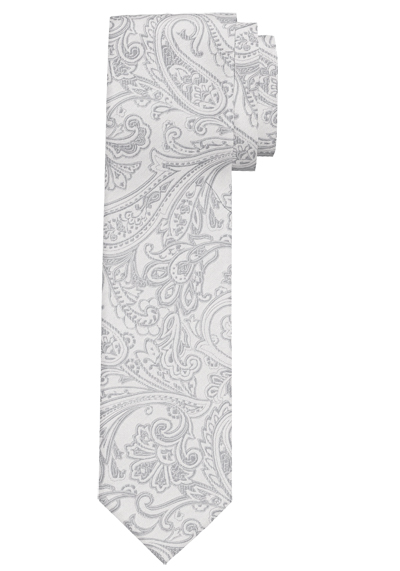 OLYMP Krawatte slim 6,5 cm breit aus reiner Seide Fleckabweisend Muster grau