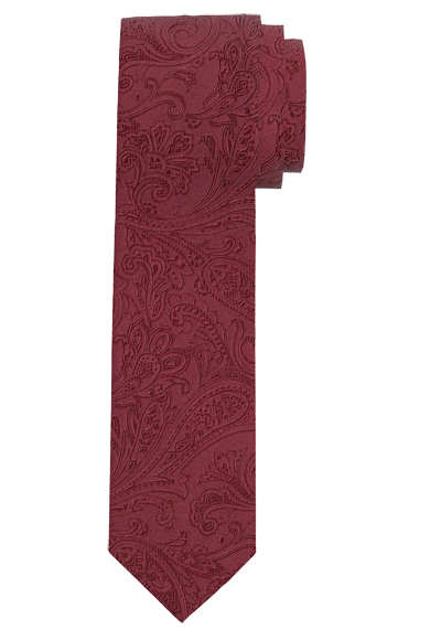 OLYMP Krawatte slim 6,5 cm breit aus reiner Seide Fleckabweisend Muster rot